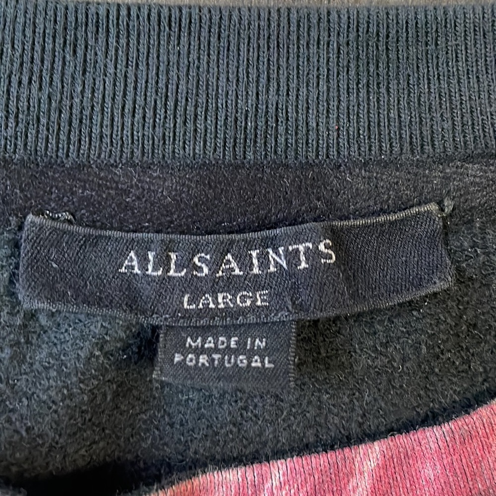All Saints Black and White Slit Shoulder Sweatshirt - Picture 6 of 9